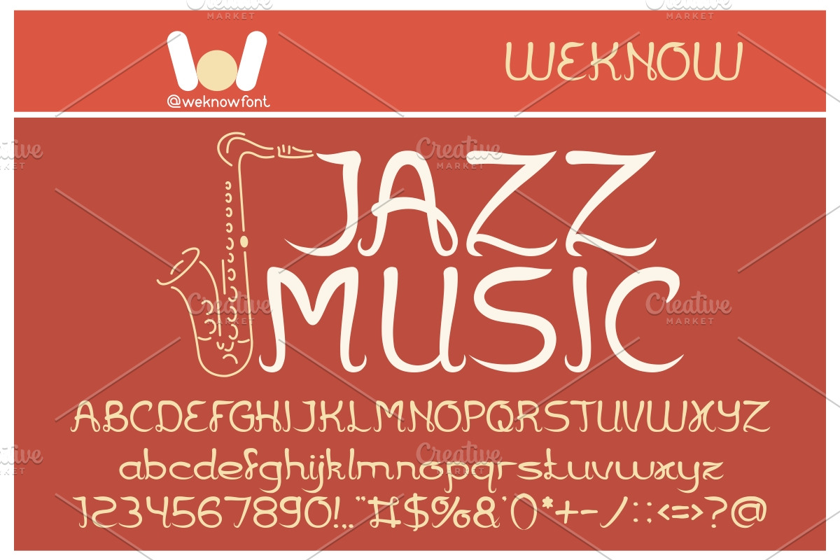 Jazz Music font, a Script Font by weknow (Photo 1 of 5)