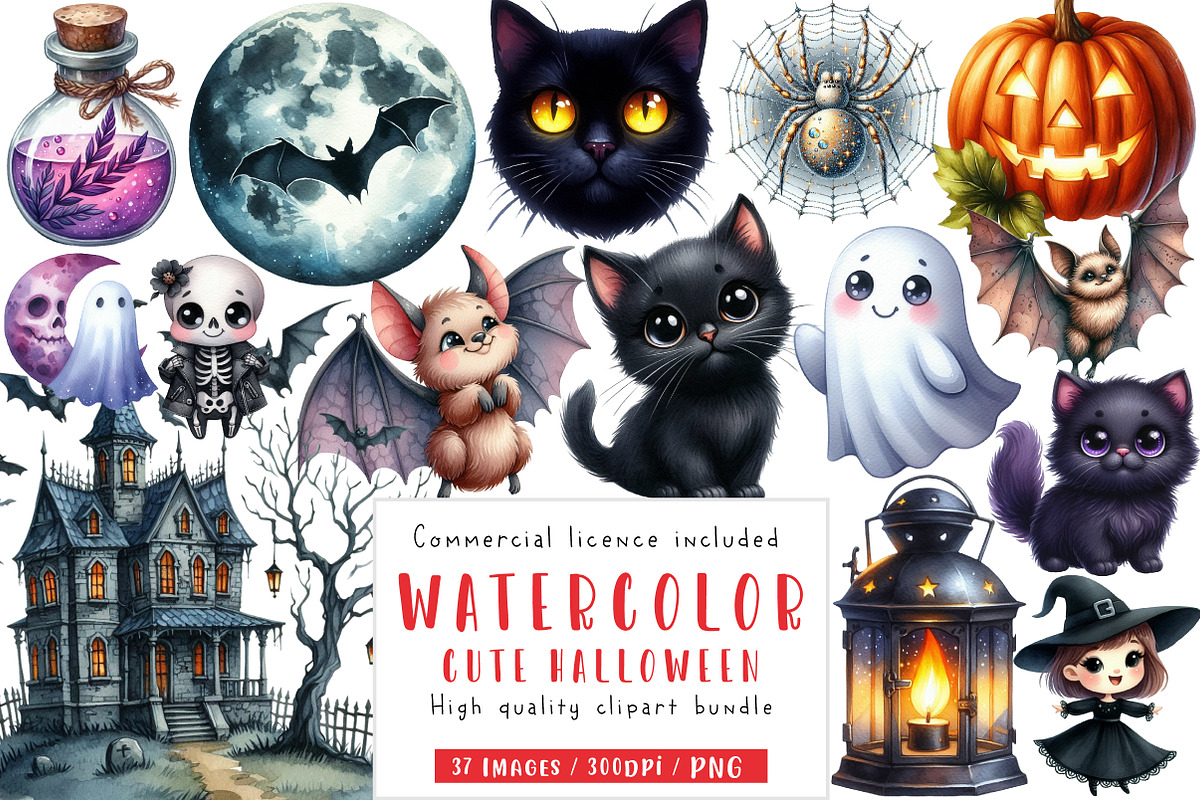 Cute Halloween Clipart, an Illustration by CreationArt (Photo 1 of 5)