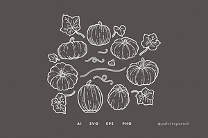 Pumpkin Patch Vector Pattern Set