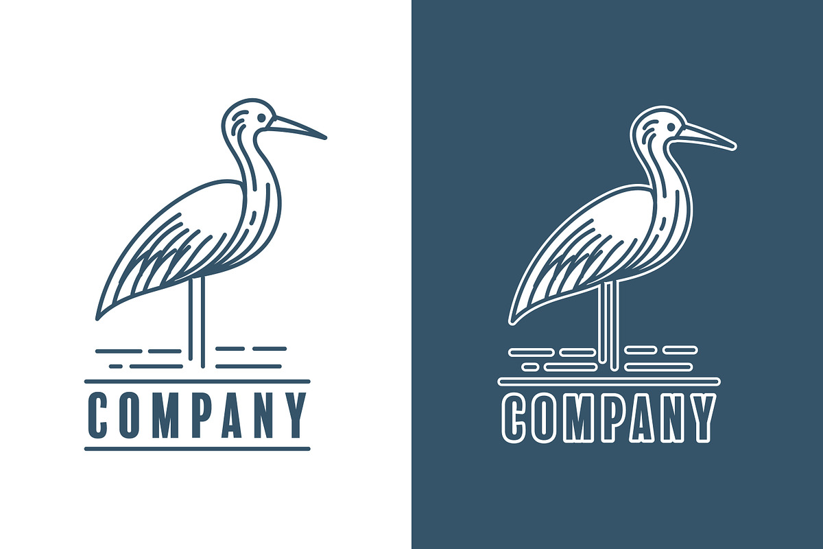 Line Art Stork Logo, a Branding & Logo Template by Saba Vector