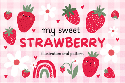 My Sweet Strawberry - vector clipart, a Pattern Graphic by Barkova Nadya