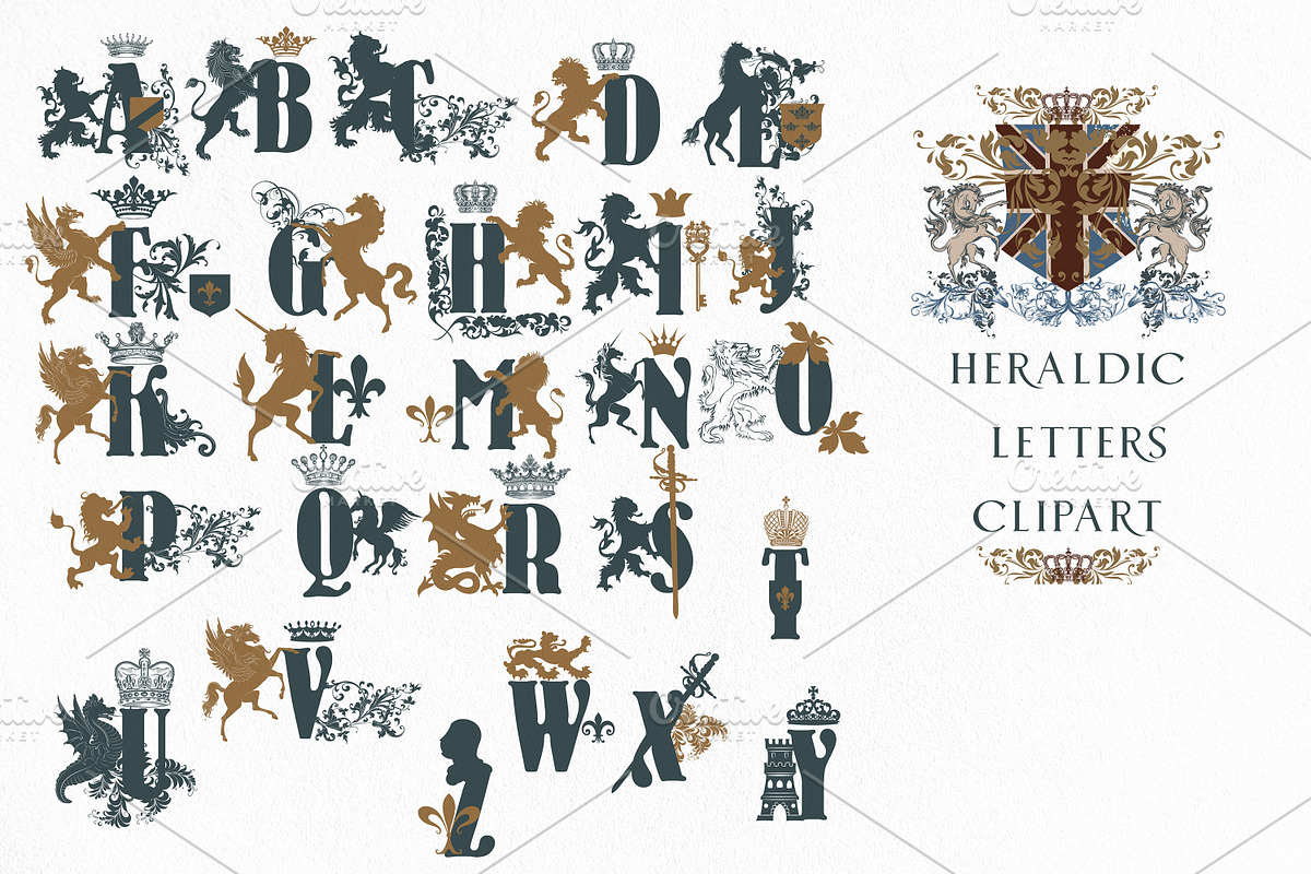 Your Majesty vector heraldic clipart, a Decorative Illustration by FleurArt (Photo 3 of 10)
