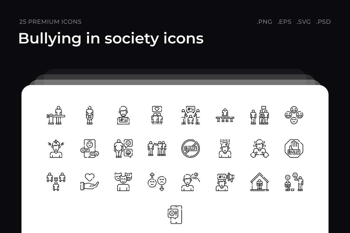 Bullying in society icons, an Outline Icon by Wencory (Photo 1 of 2)