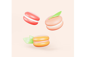 3d pastel color macaron flying on, a Food & Drink 3D Model by Marozhkastudio