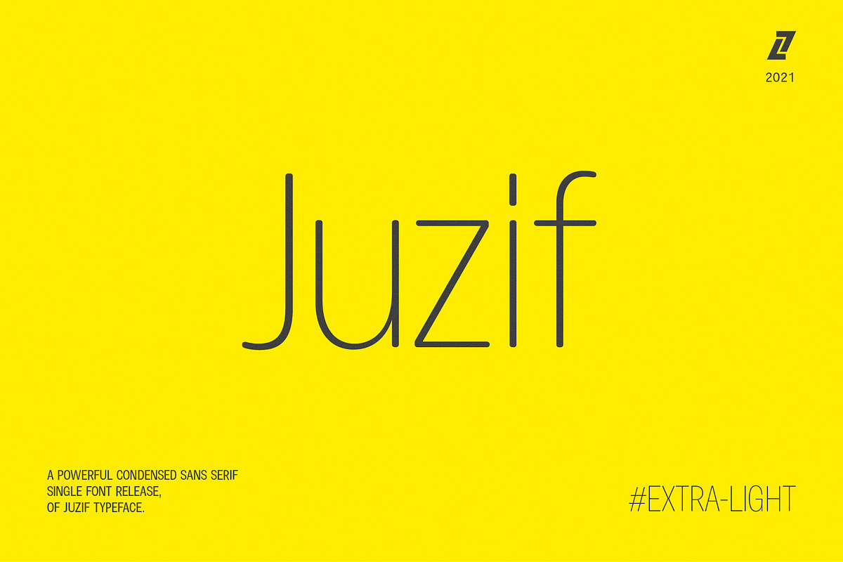 Juzif Extra-Light (Single), a Sans Serif Font by Lella7 (Photo 1 of 18)