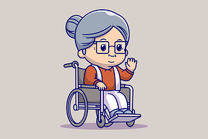 Cute Grandma Sitting On Wheelchair, a Person Illustration by Catalyst Labs