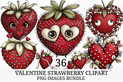 Valentine Strawberry Clipart, an Illustration by Craft Nest (Thumbnail 1 of 8)