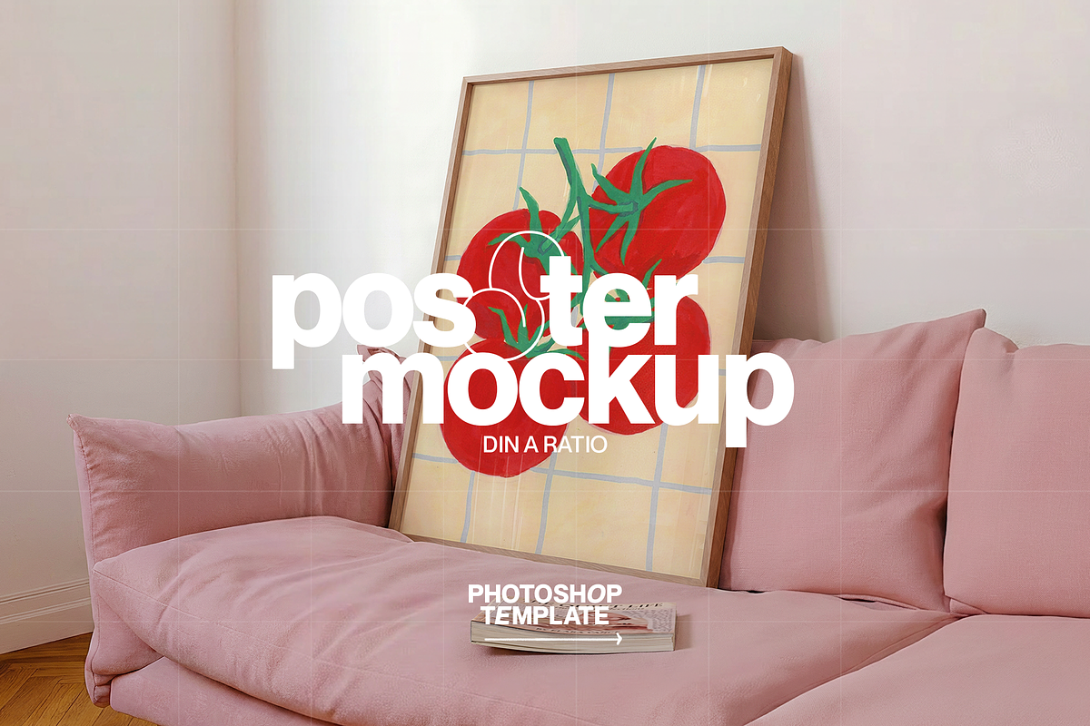 DIN A Angled Poster Mockup in Pink, an Advertising Mockup by WasMockups (Photo 1 of 5)