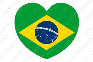 Brazil Brazillian Flag Heart Concept, a Sport Illustration by Christos Georghiou