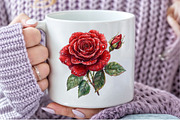 Red Lithograph Roses Clipart, an Illustration by Pixels.Craft (Thumbnail 6 of 7)