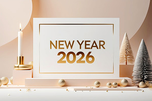 Happy New Year 2026 with elegant dec, a Photo by Perpis