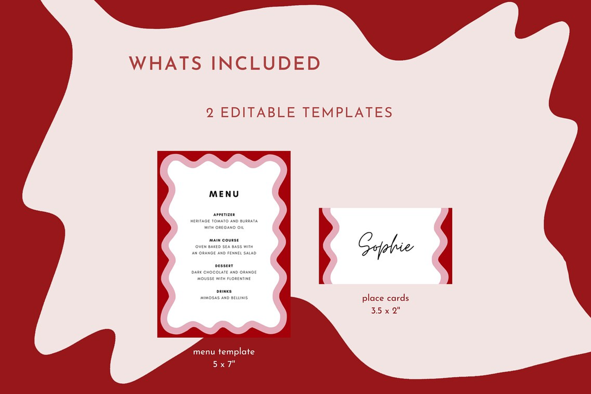 Pink Waves Menu Template, a Stationery Template by ForeverPrint (Photo 7 of 12)
