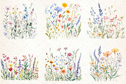Wildflower Meadow Watercolor Clipart, an Illustration by Libby Wishes (Thumbnail 2 of 6)