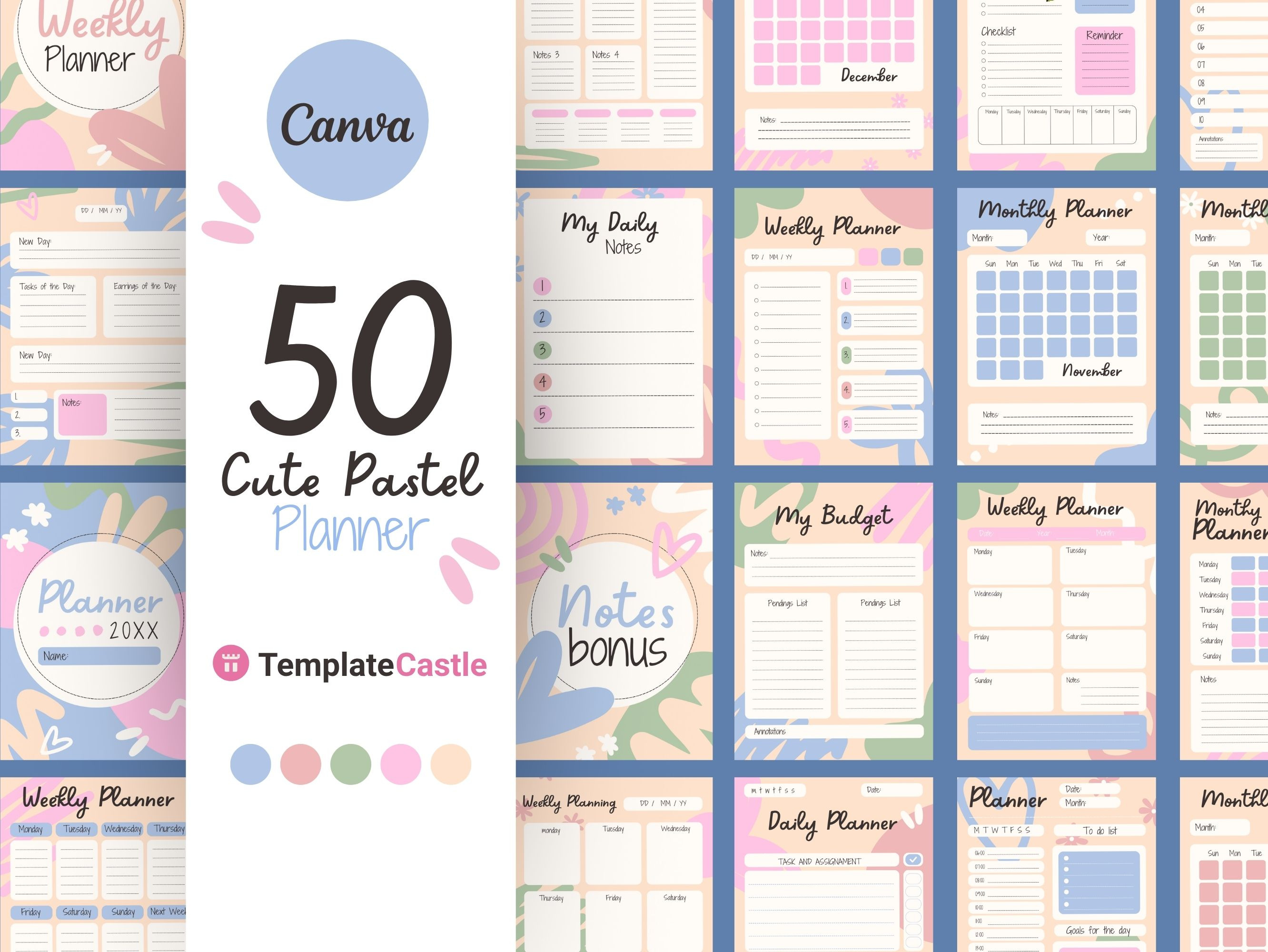 50+ Canva Planner Templates, a Templates & Theme by TemplateCastleStore