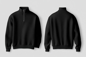 Black quarter zip sweater mockup, a Photo by Pavel_design