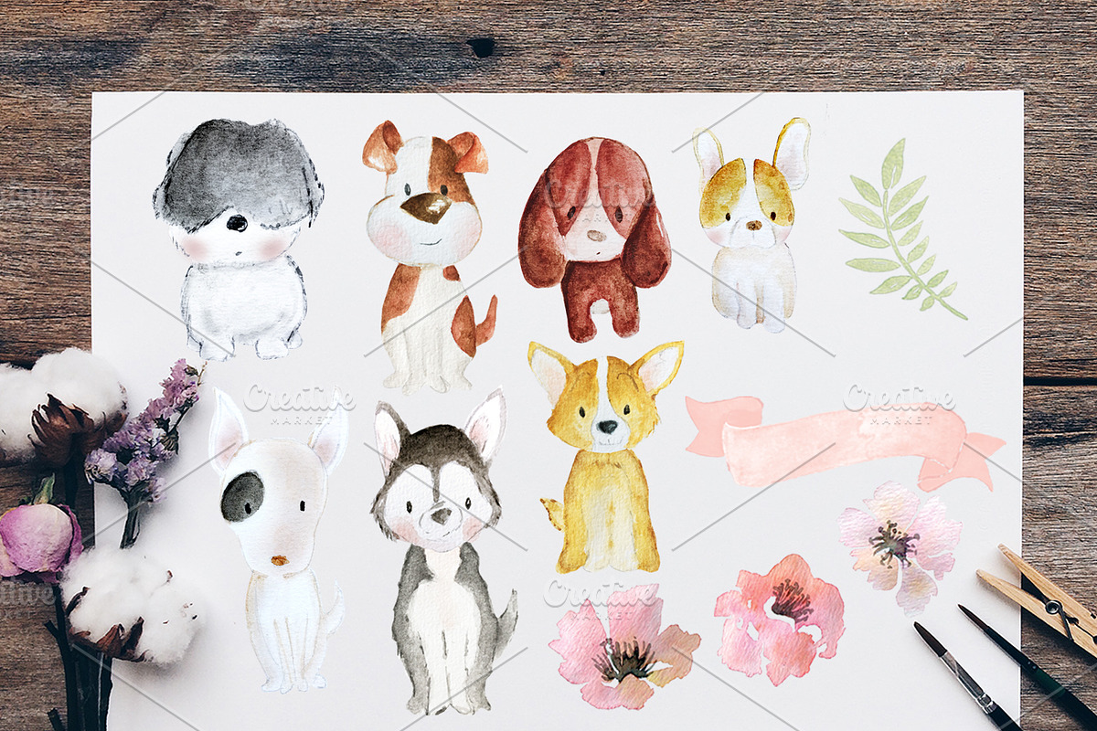 Dog Doggies Watercolour Drawing, an Animal Illustration by artemyst (Photo 2 of 2)
