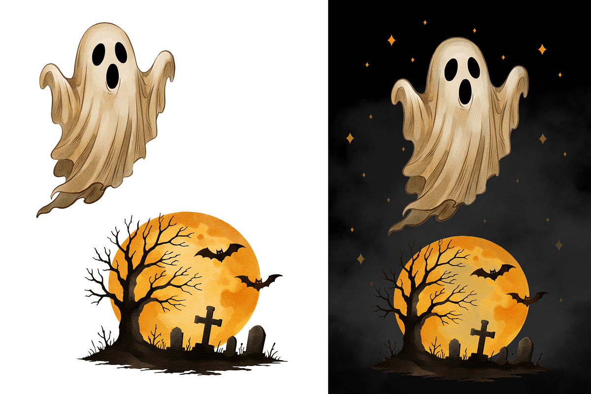 Halloween Watercolor Collection, a Seasonal Illustration by IrynaPanashii (Photo 9 of 19)