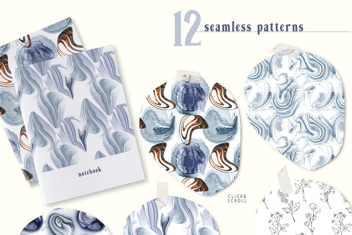 Winter alcohol ink and line art set, a Texture Illustration by Tiana Geo (Photo 14 of 15)