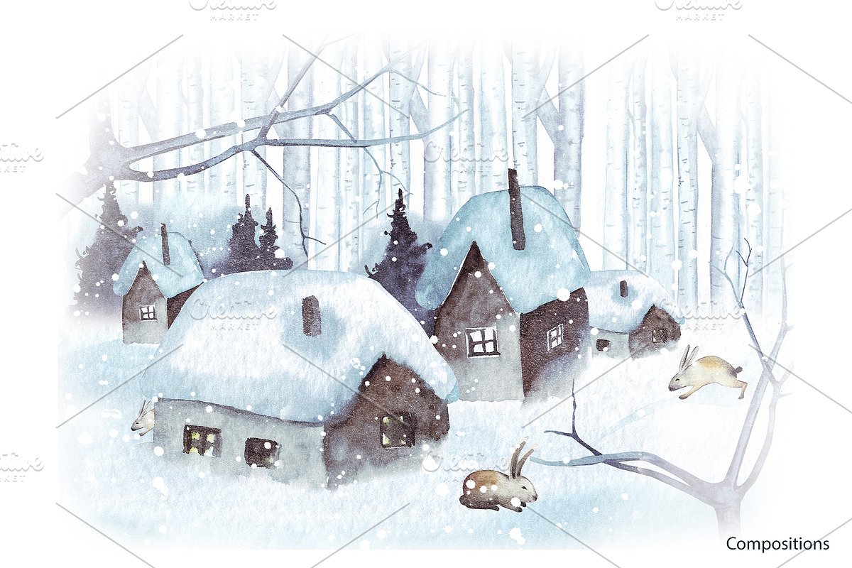 Watercolor winter story, an Illustration by YuliaBiser (Photo 5 of 11)