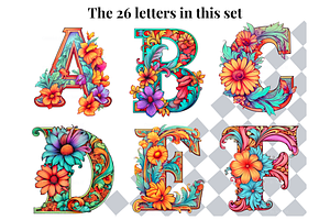 Boho Floral Pastel Alphabet Letters