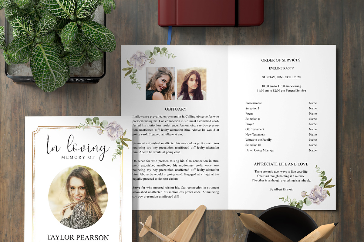 Memorial Program Template, an Invitation Template by TemplatesForest (Photo 2 of 3)