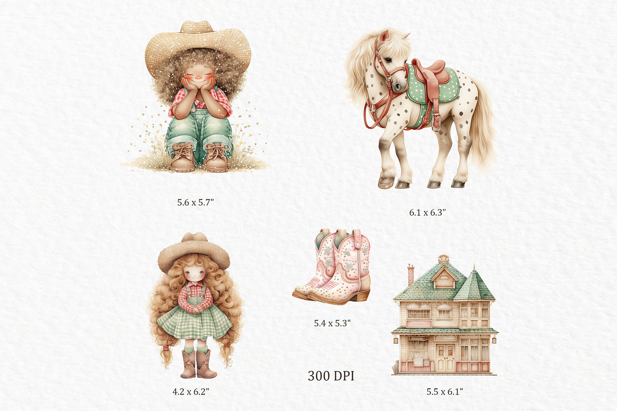 Cowgirl watercolor clipart, a Person Illustration by MyLittleMeow (Photo 6 of 7)