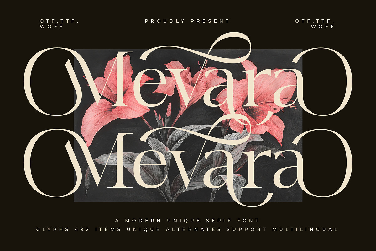 Mevara - Elegant Serif with Flourish, a Serif Font by Glyphofik x GudPap (Photo 1 of 15)