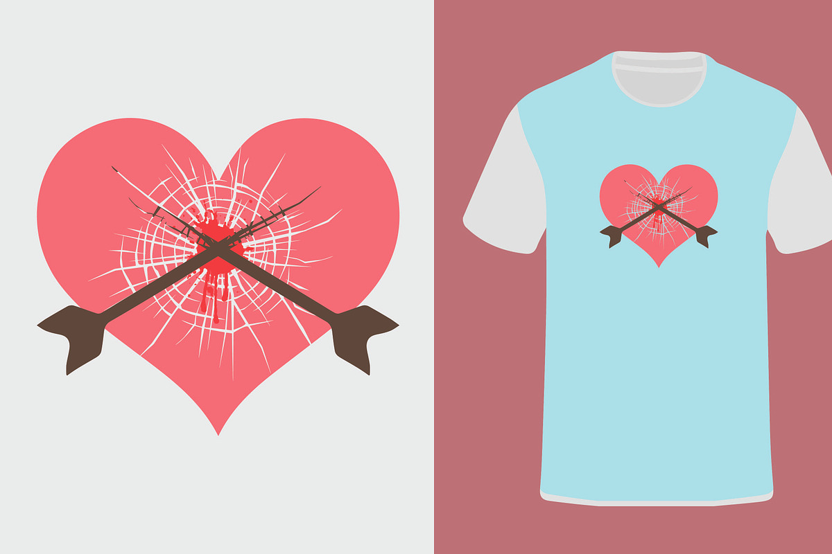 Broken Heart T Shirt Design, a Print Template by Active Designers (Photo 4 of 6)