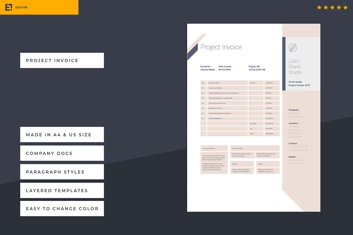 Calm Brief - Estimation - Invoice, a Stationery Template by Egotype (Photo 4 of 9)