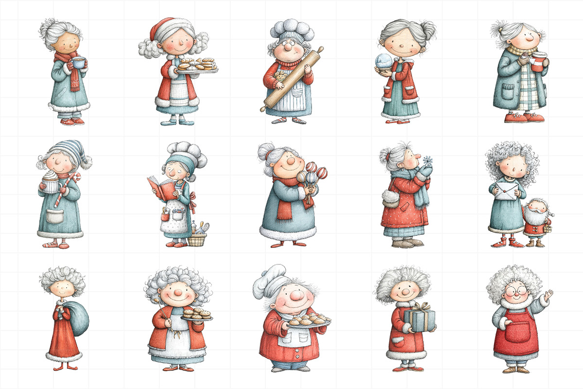 Mrs Claus Clipart Bundle, an Illustration by Daily.Designs (Photo 4 of 5)