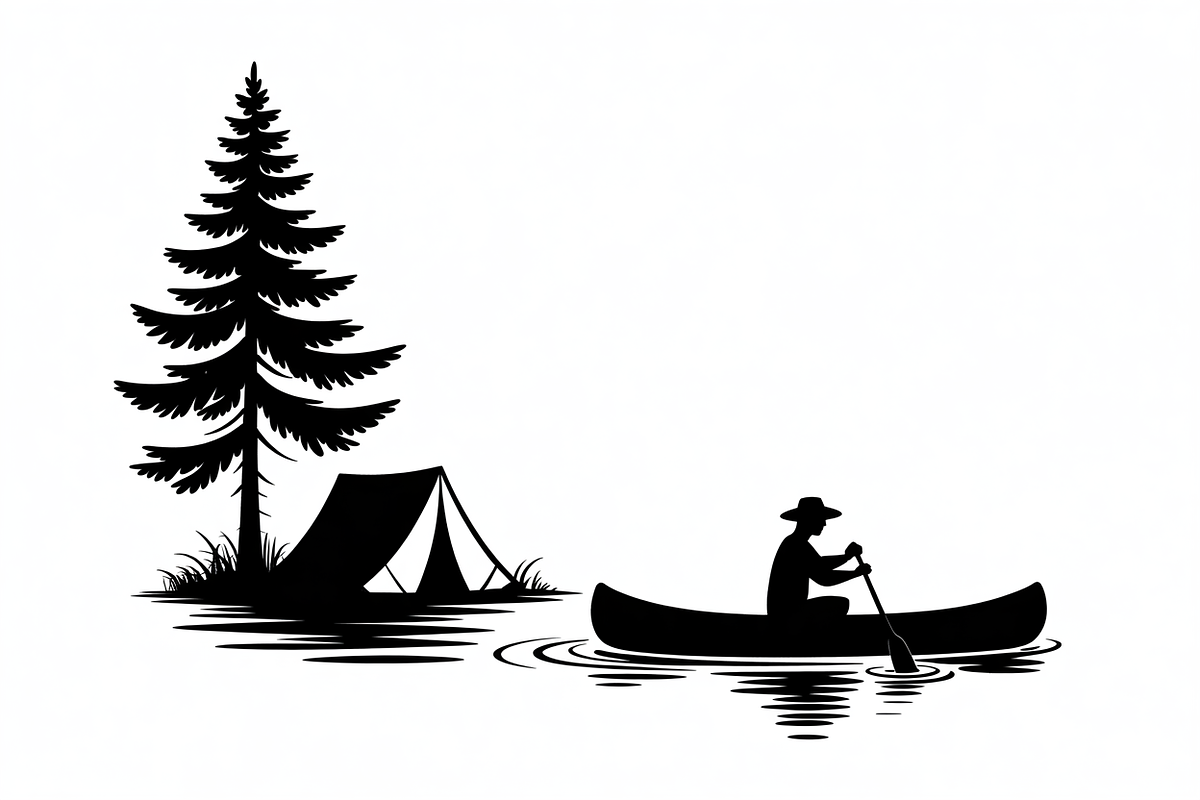 camping and canoe lake vector, an Illustration by Amazin_art (Photo 9 of 17)