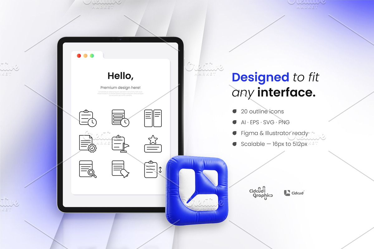 Task Board Outline Icons, an Outline Icon by cidcud_graphic (Photo 2 of 3)