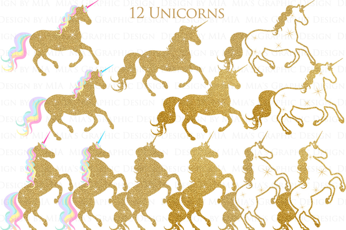 Magical Unicorns, Einhorn, Gold, an Illustration by Mia's Graphic Design (Photo 6 of 11)