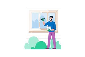 Painter holding paint bucket and, an Object Illustration by pikepicture