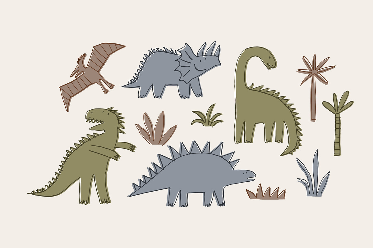 Hand Drawn Dinosaurs, an Animal Illustration by Barkova Nadya (Photo 2 of 7)