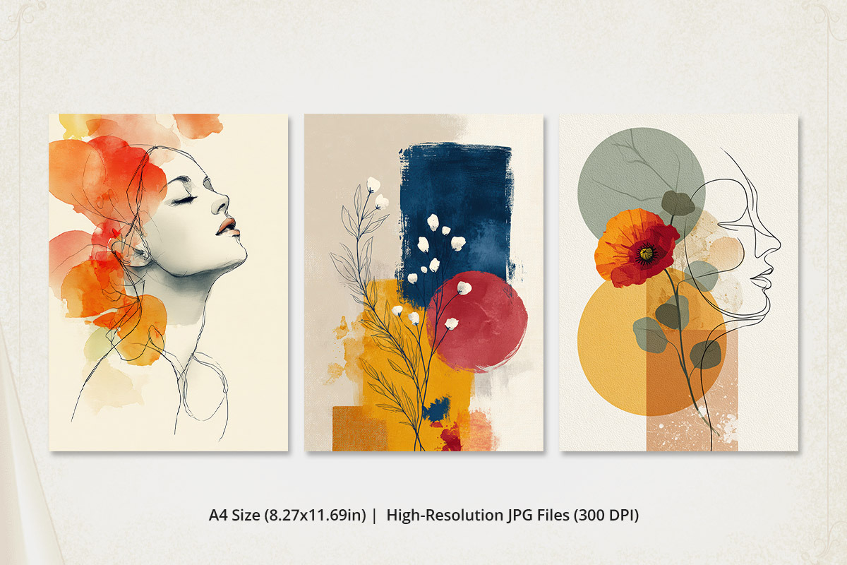 Abstract Feminine Portrait Wall Art, a Poster Template by Pixeness Studio (Photo 2 of 2)
