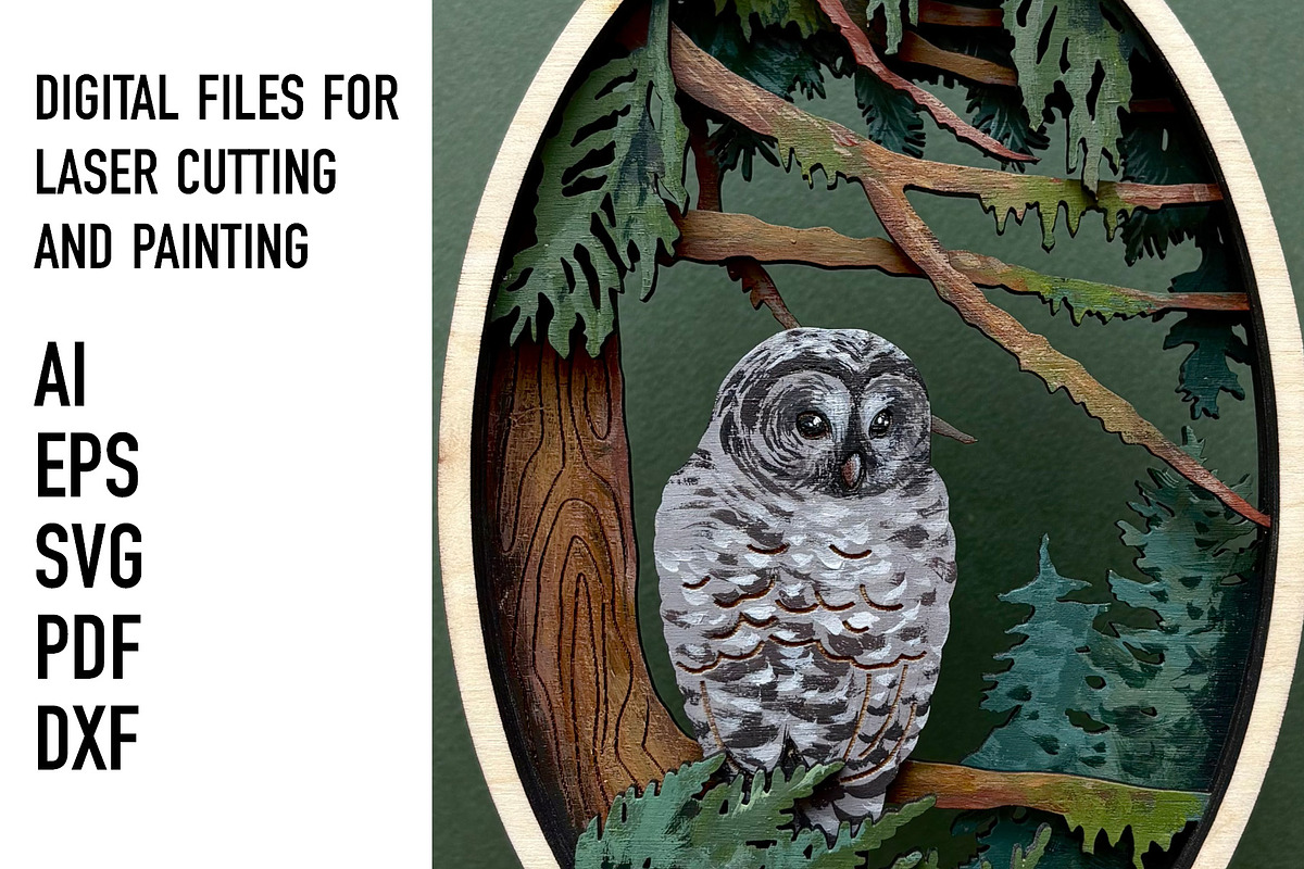 Forest Owl Layered SVG Cut File, an Object Graphic by HelloWood (Photo 3 of 3)