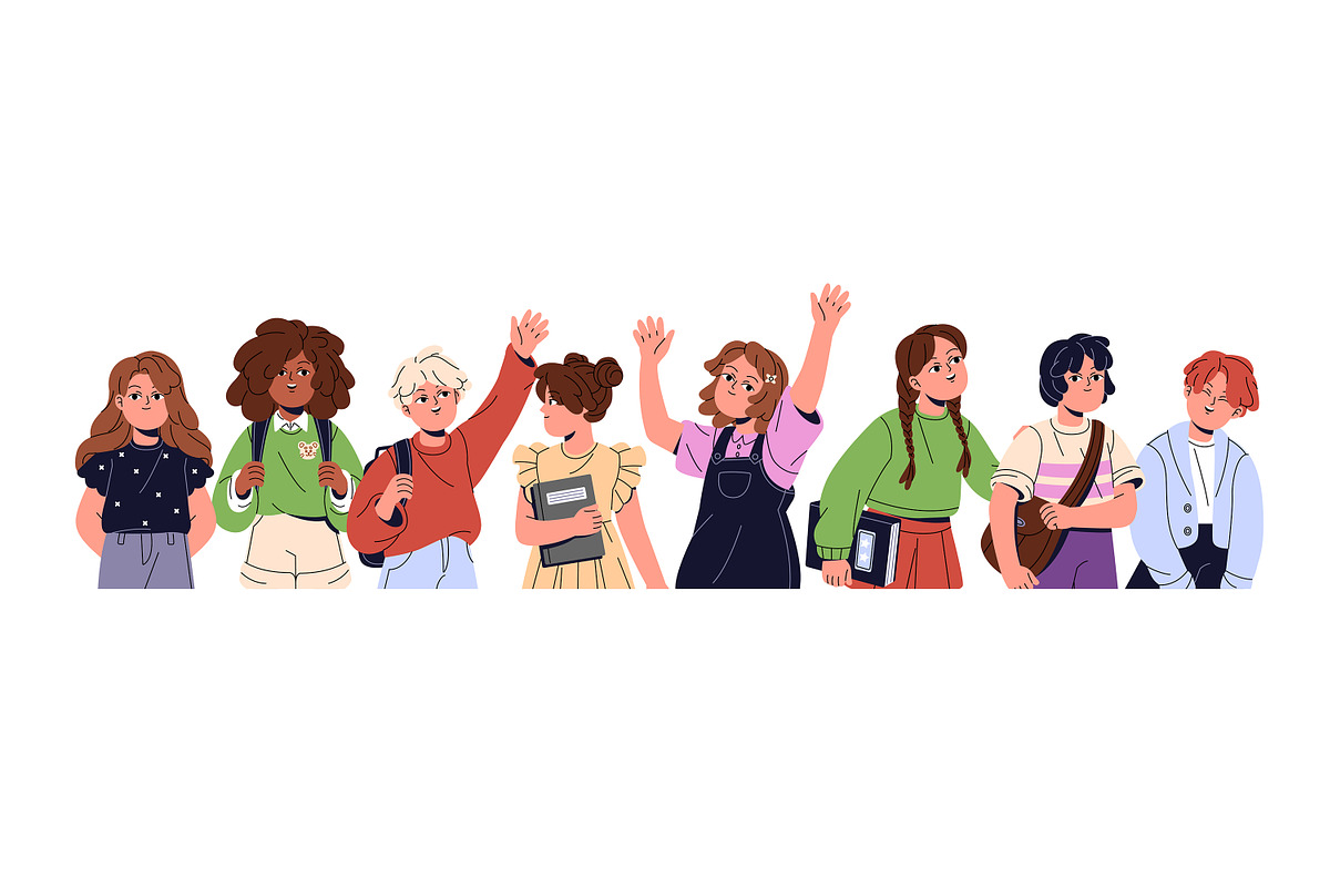 Teacher with kids. Back to school, an Education Illustration by PaperTrident (Photo 3 of 5)