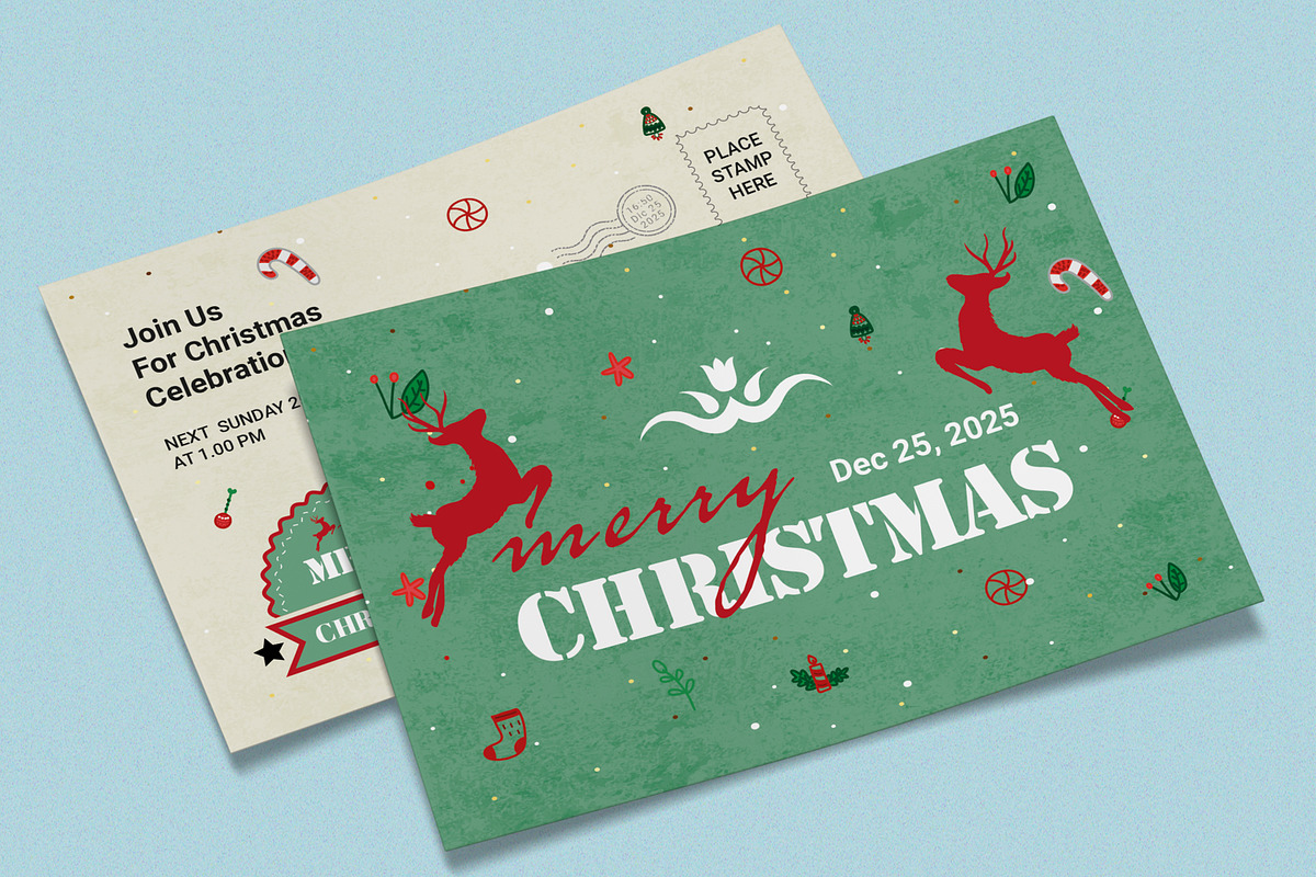 Merry Christmas Postcard Template, a Card Template by MightyDesign (Photo 2 of 8)