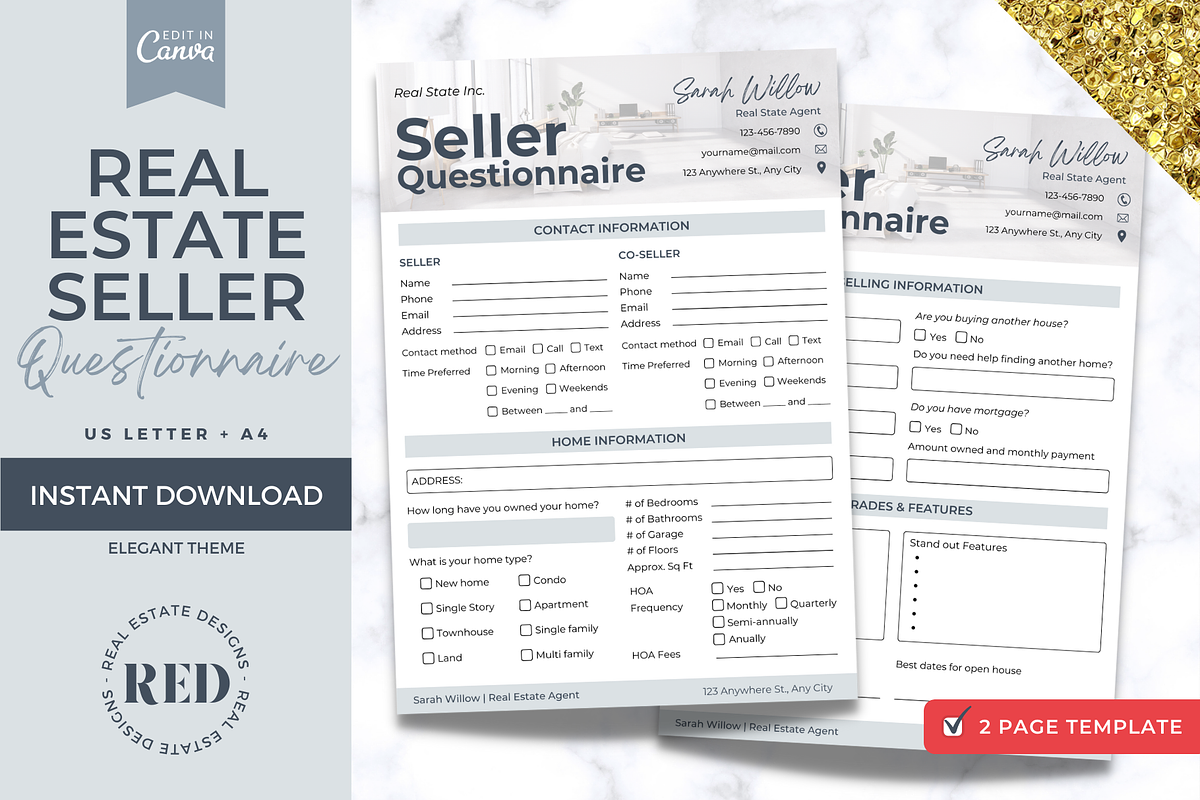 Real Estate Seller Questionnaire, a Stationery Template by Jennifer Magri Templates (Photo 1 of 8)
