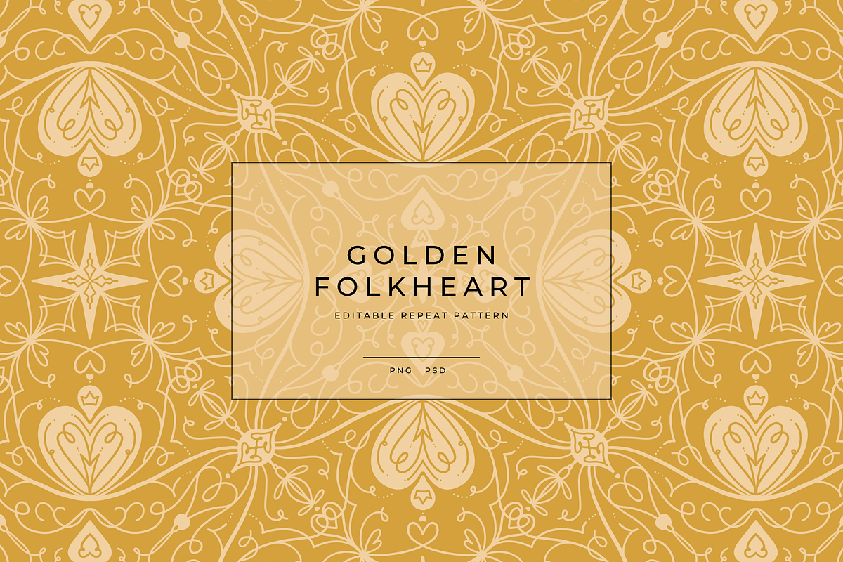 Golden Folkheart Seamless Pattern, a Pattern Graphic by dxxb studio (Photo 1 of 3)