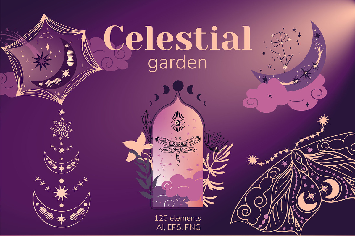 Celestial garden, Mystical clipart, an Object Illustration by Tatyana_Zenartist (Photo 1 of 14)