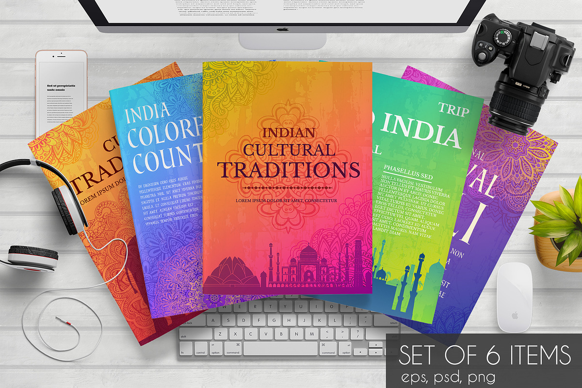 Indian bright cards set - vector, a Brochure Template by LineTale (Photo 1 of 2)