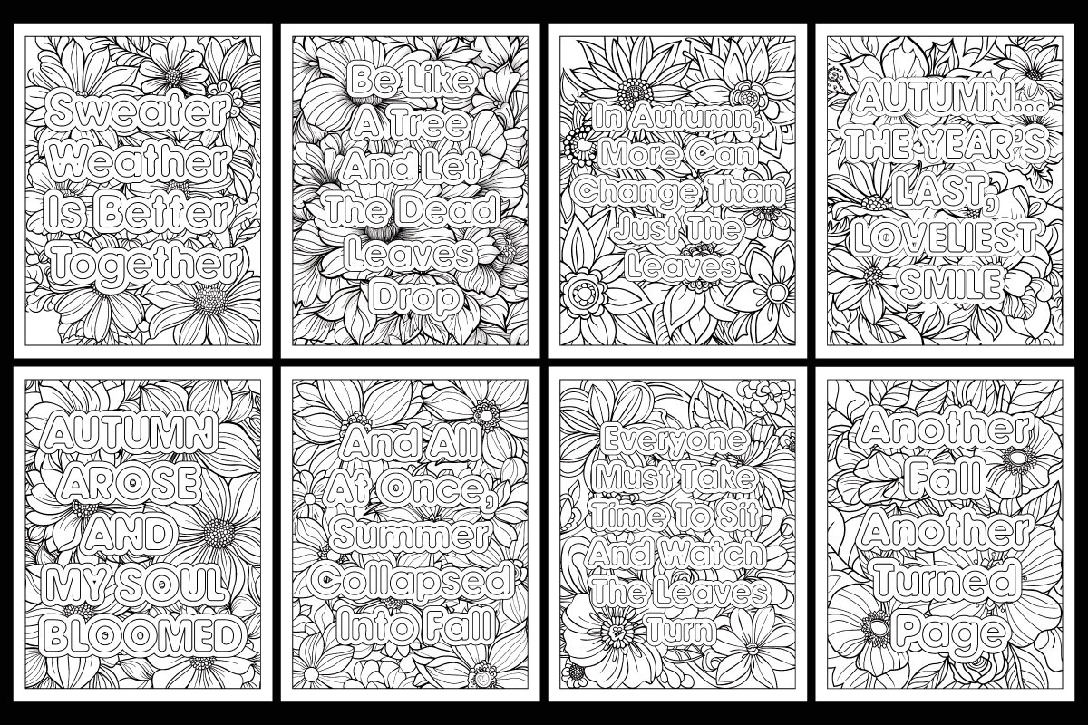 50 Autumn Fall Quotes Coloring Pages, an Illustration by protabsorkar11 (Photo 3 of 3)