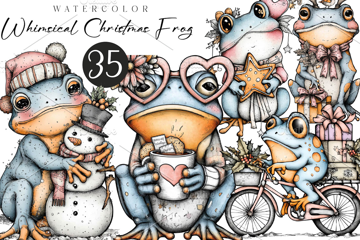 Coquette Christmas Frog, an Illustration by CreationArt (Photo 1 of 6)