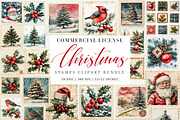 Vintage Christmas Stamps Png Bundle, an Illustration by SinaCreation (Thumbnail 1 of 7)