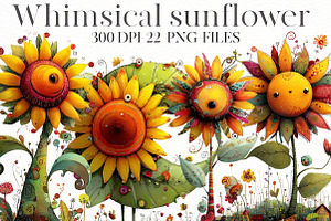 Whimsical sunflower Clipart, an Illustration by Designworld