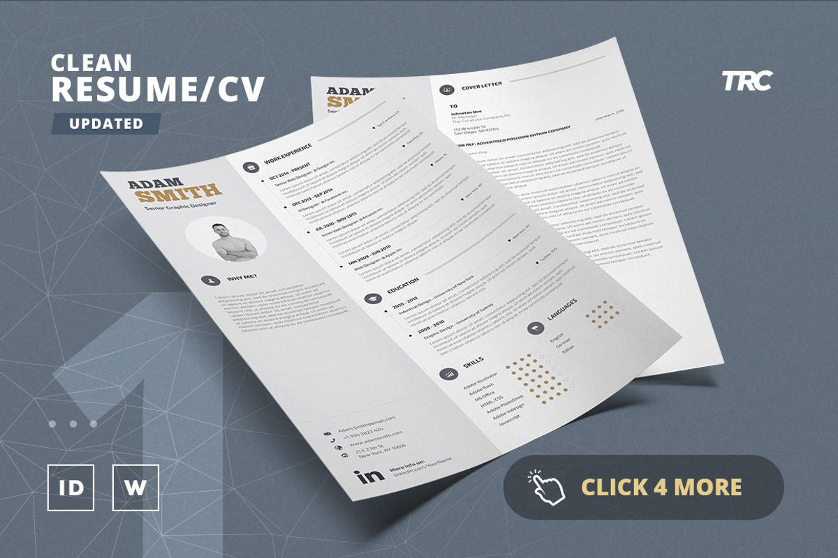 Clean Resume/Cv Template Volume 1, a Resume Template by TheResumeCreator (Photo 2 of 6)