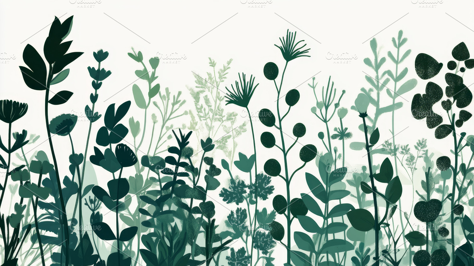 Elegant Botanical Illustration of Green Foliage Banner, an Abstract Photo by Natalia Klenova's Shop
