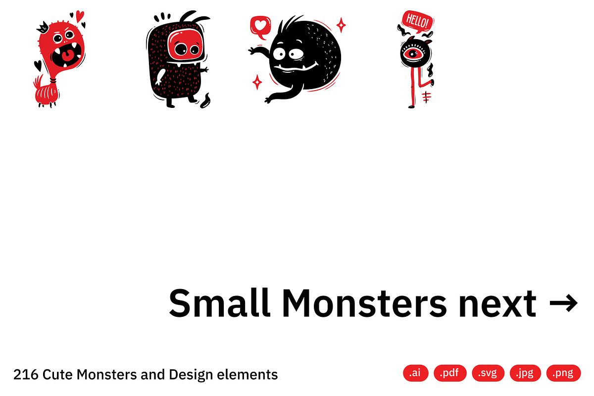 216 Cute Monsters & Design Elements, an Object Illustration by crafty (Photo 7 of 16)